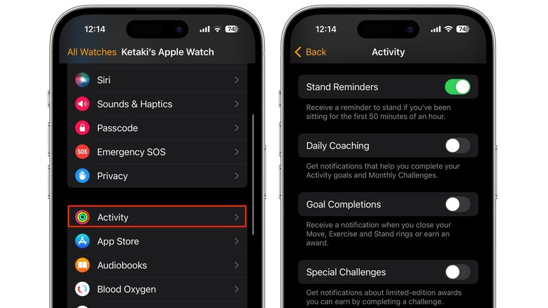 How to change settings on activity app outlet