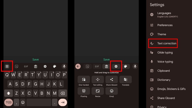 How to get into autocorrect settings on Gboard