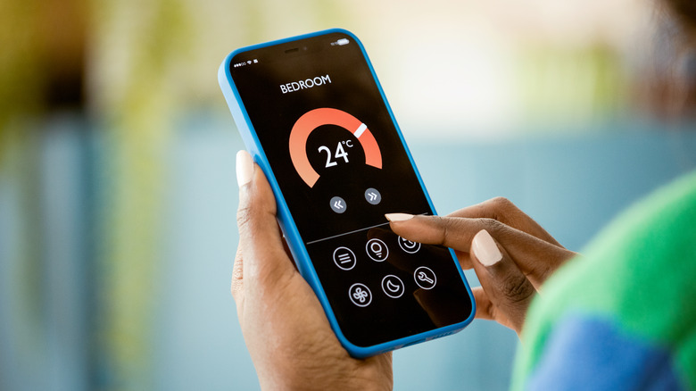 Checking temperature on iPhone.
