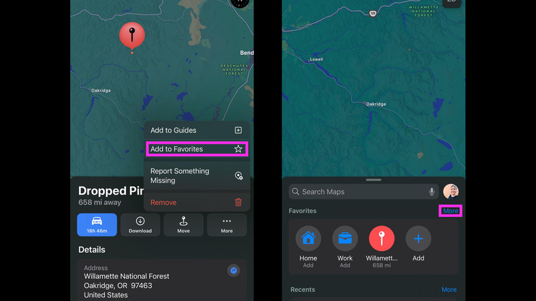 iPhone Apple Maps Pin Favorites