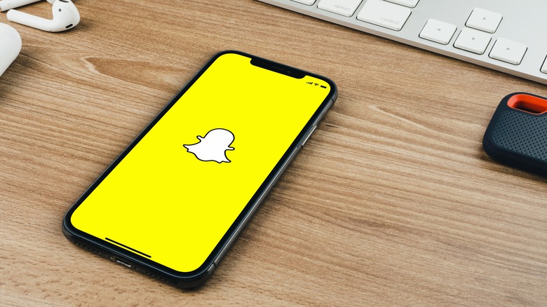 Phone with snapchat logo