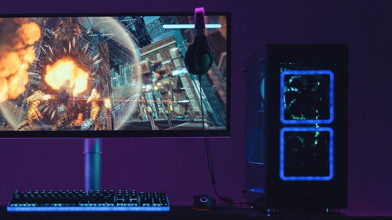 gaming pc at desk