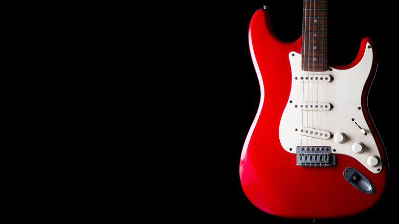 electric guitar body showing bridge