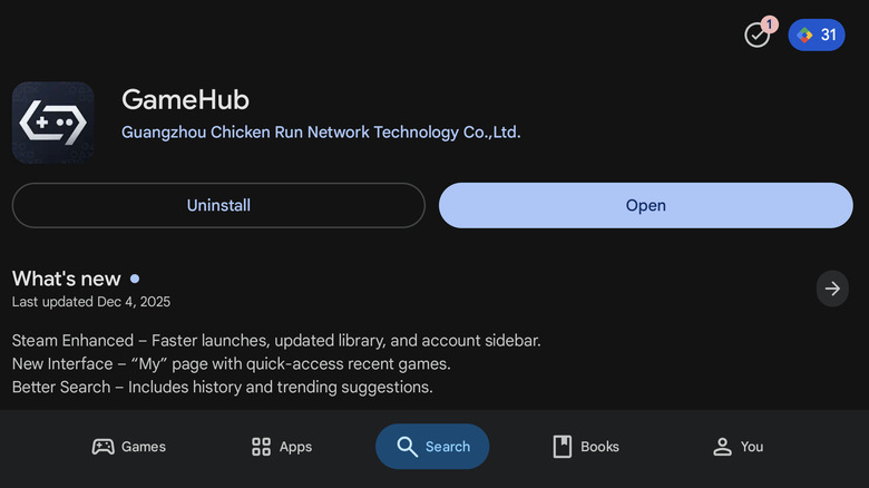 GameHub on Google Play Store on an Android device