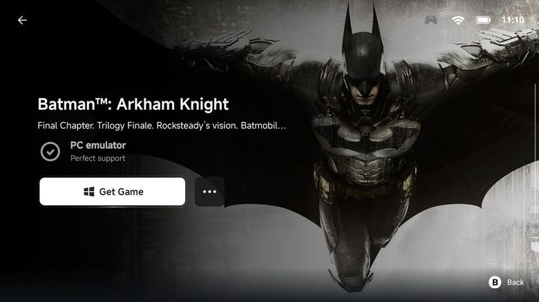 Batman Arkham Knight on GameHub download screen on Android device