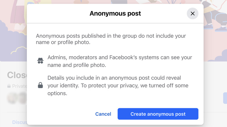 posting anonymously in a Facebook group