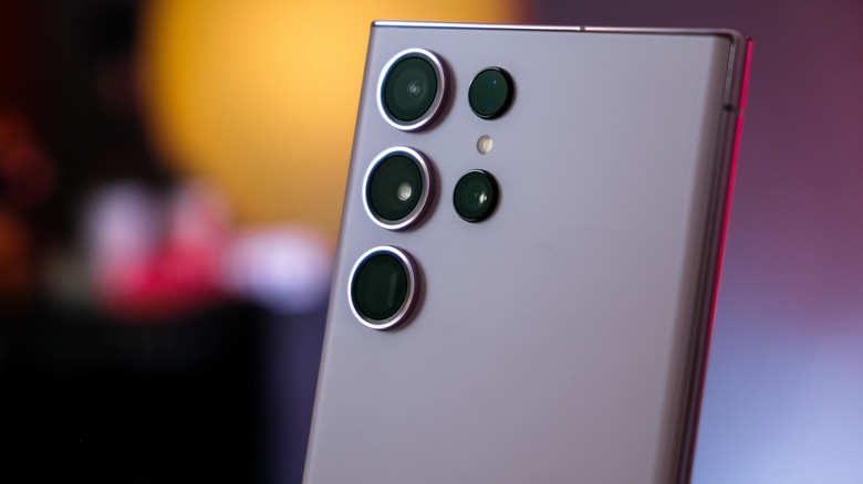 Samsung Galaxy S23 smartphone, viewed from behind