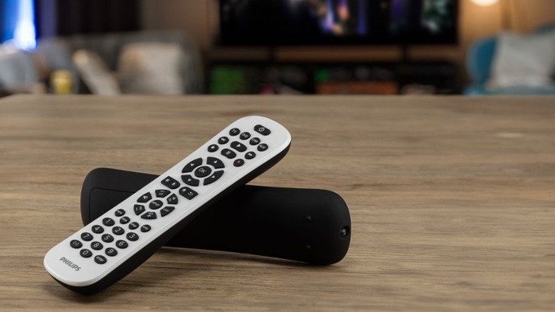 Philips remote on a table