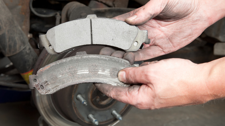 a worn brake pad vs a new one