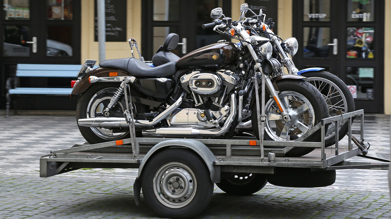 Motorcycles on a trailer