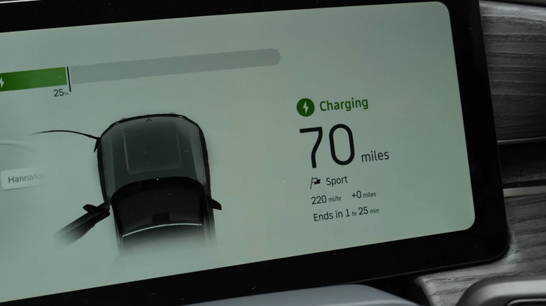 Rivian Rivian R1S display screen charging at Supercharger