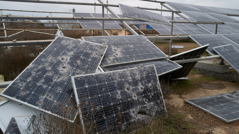 Damaged solar panels