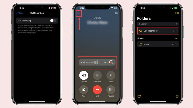 Enabling using call recording on an iPhone
