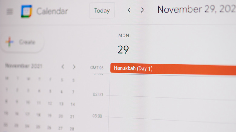 google calendar close up