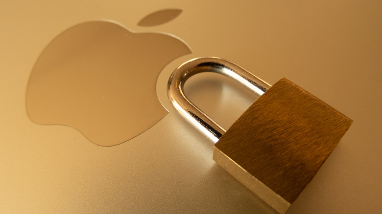 Apple mascot with a lock