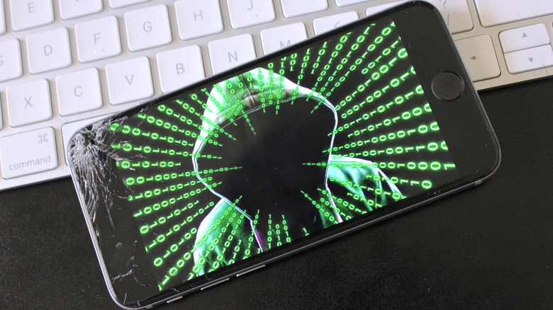 iPhone with representation of malware