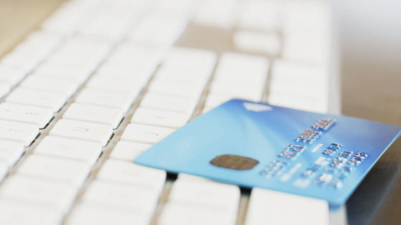 credit card on keyboard