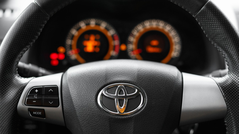 Toyota steering wheel and dashboard
