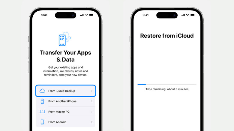 iPhone iCloud backup menu