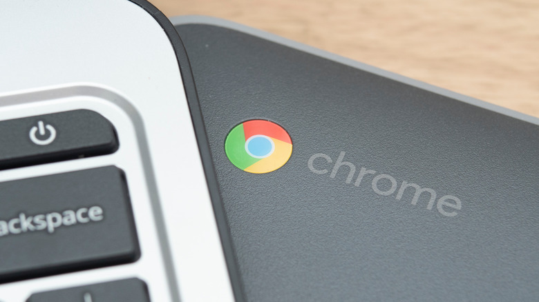 Chrome's mascot on a Chromebook