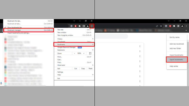 exporting bookmarks in Google Chrome