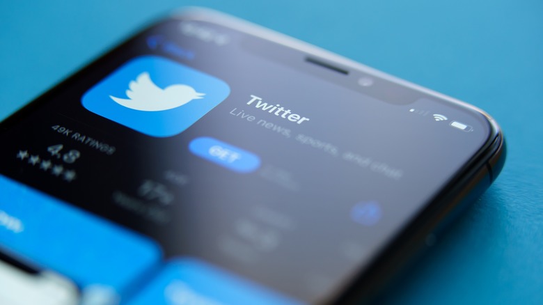 Twitter displayed in app store