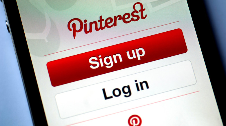 Pinterest sign up and log in page on smartphone