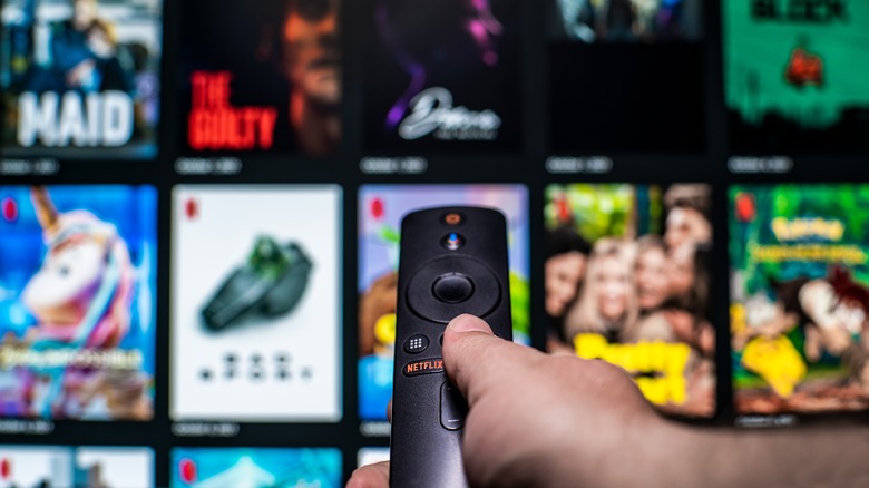 Remote in front of Netflix screen