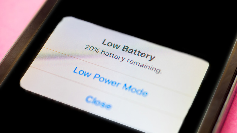 iPhone screen displaying Low Battery warning