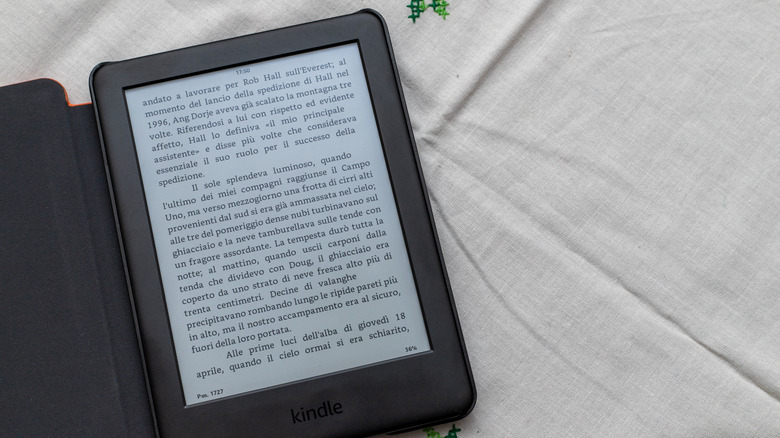 Kindle e-reader with folio case