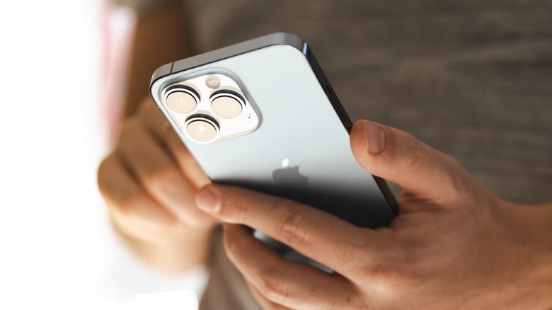 Person holding iPhone 13