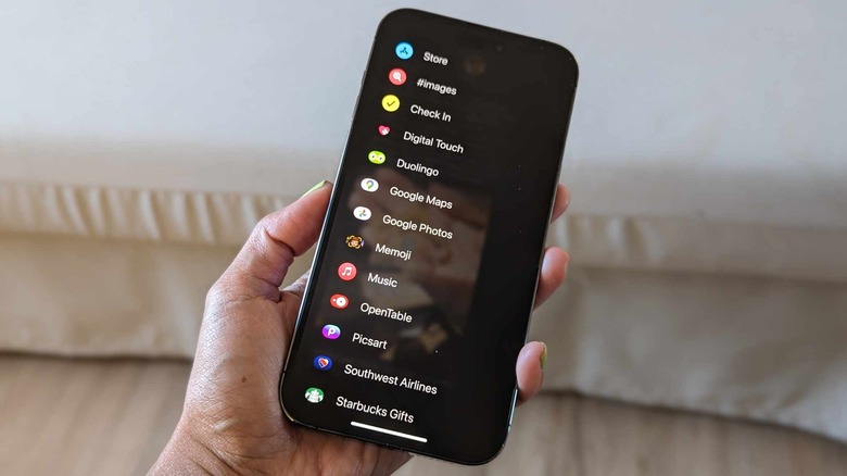 iPhone Messages apps expandable menu