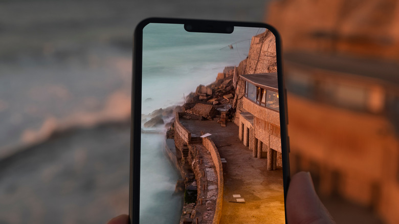 smartphone with photo as wallpaper