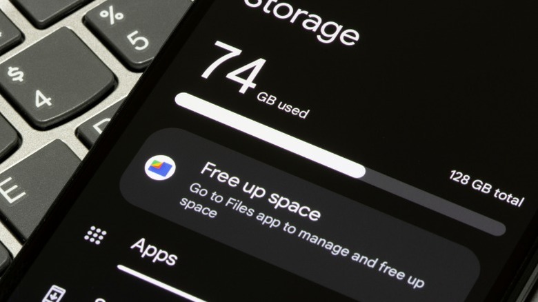 Storage menu on Android