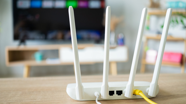 Internet router on a living room table