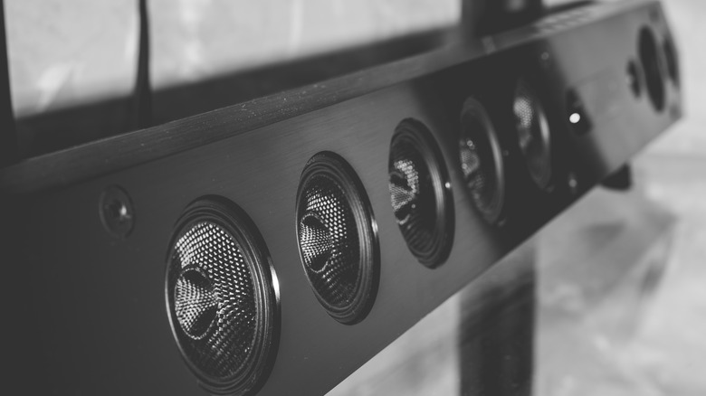 Soundbar mounted on wall