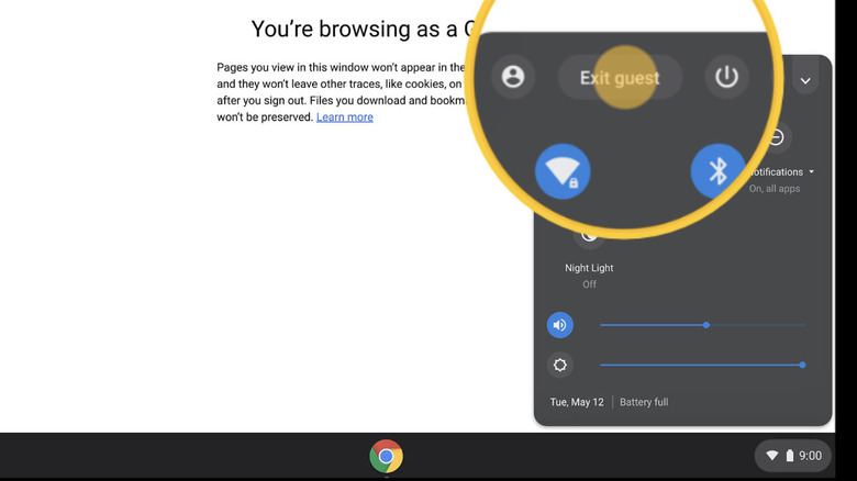 Chromebook guest sign-out