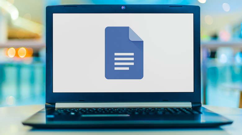 laptop with google docs icon