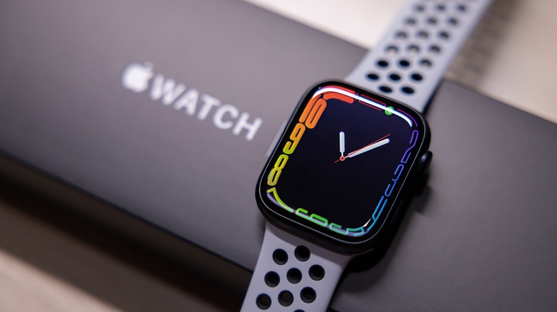 Apple Watch on watch case