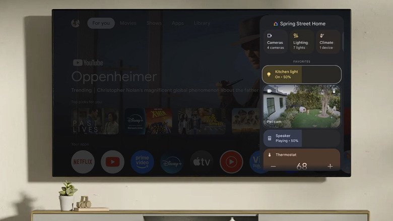 Home panel shown on Google TV interface