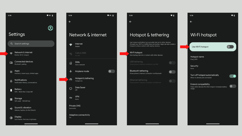 Android hotspot settings