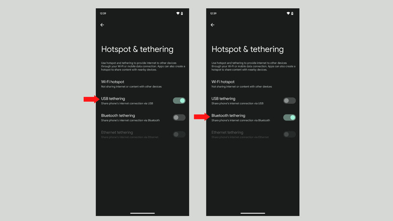 Set up USB or Bluetooth tethering