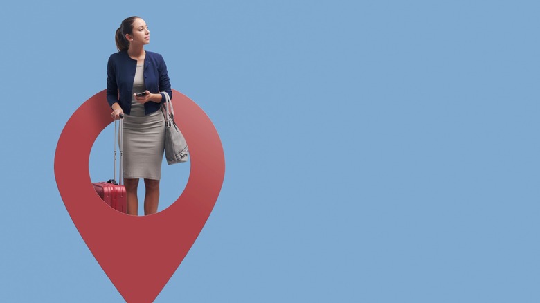 Woman and a location pin icon