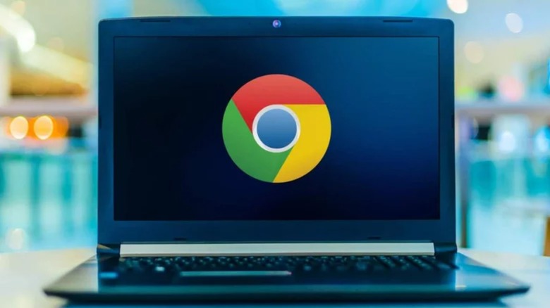 Chrome logo on laptop display