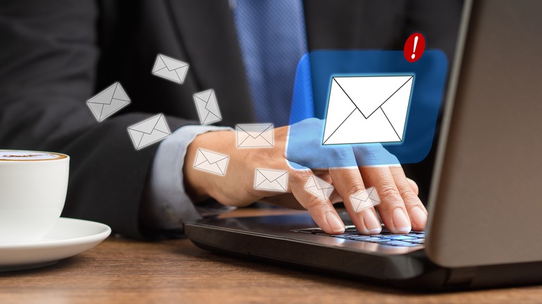 man using computer mail icon