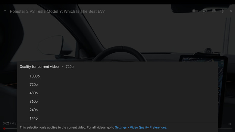 Android YouTube change resolution