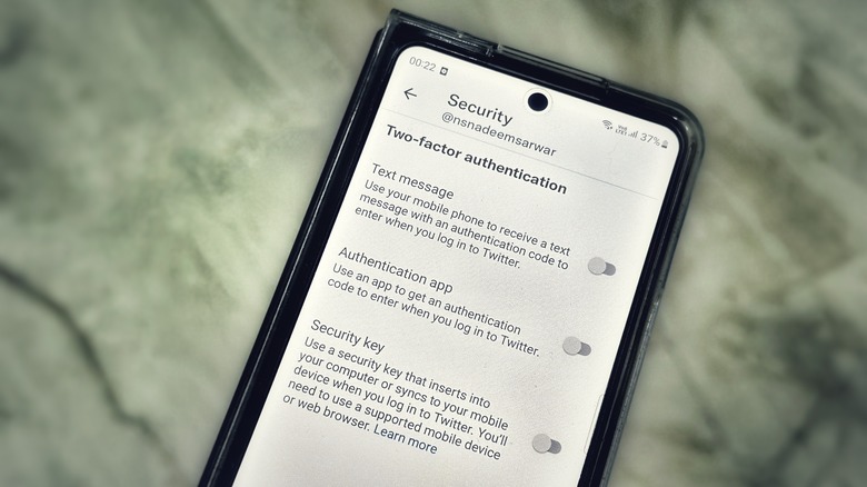 Twitter two-factor security
