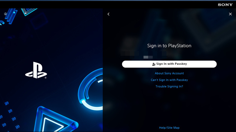 PSN signin page with passkey button