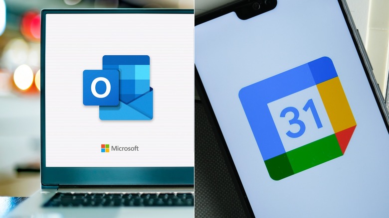 microsoft outlook and google calendar logos