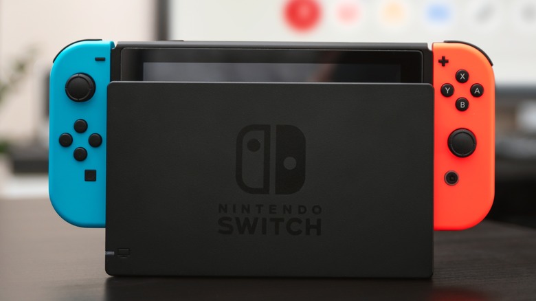 Nintendo Switch docked on table